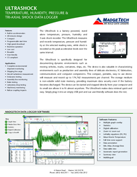 Thumbnail of document Data Sheet - UltraShock Temperature, Humidity, Pressure, and Tri-Axial Shock Data Logger
